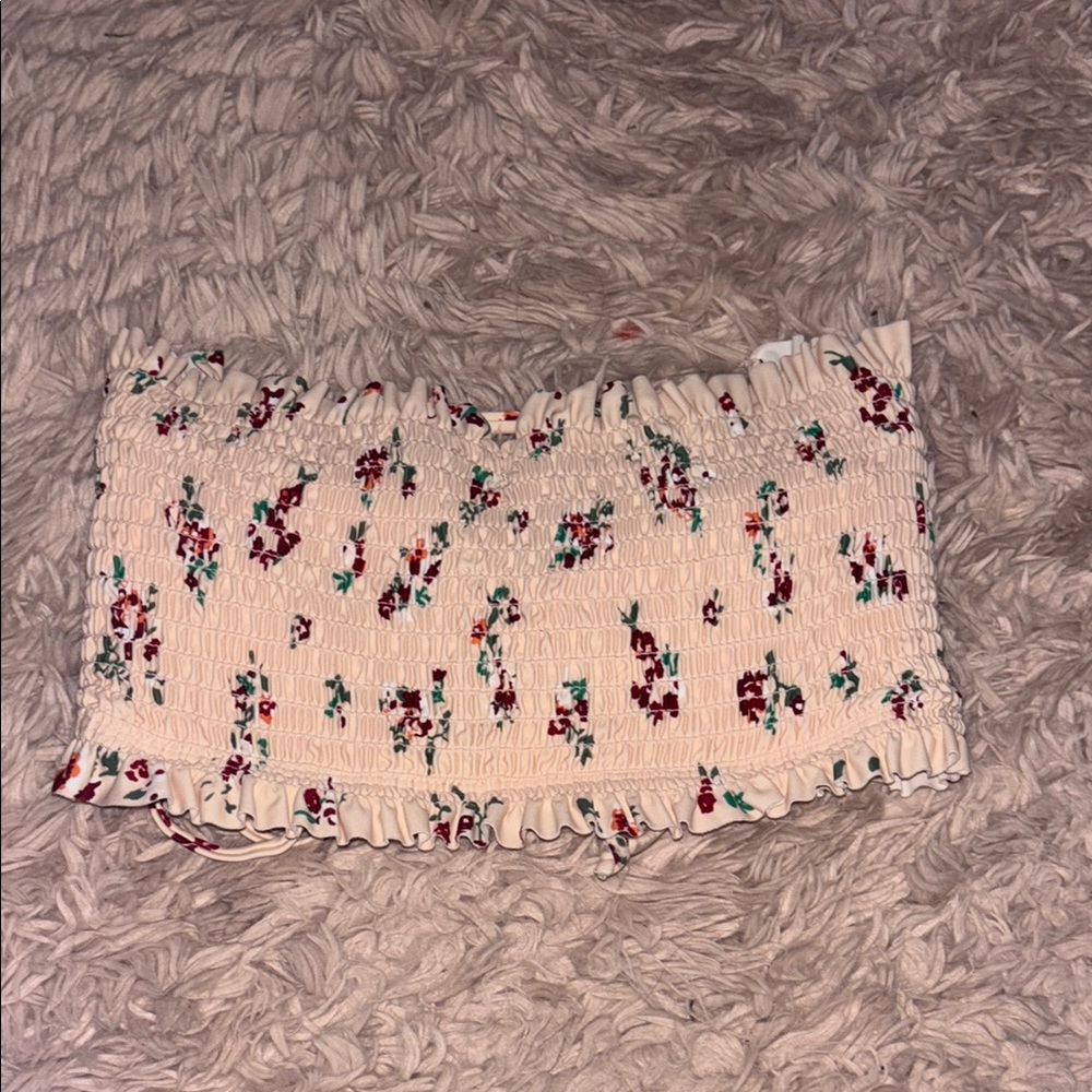 Xhilaration Floral Bikini Top - Cream and Red